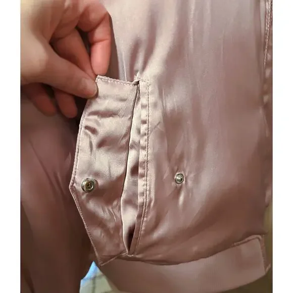 Satin Bomber Jacket (Dusty Pink) Size 10 / Medium - Picture 6 of 8